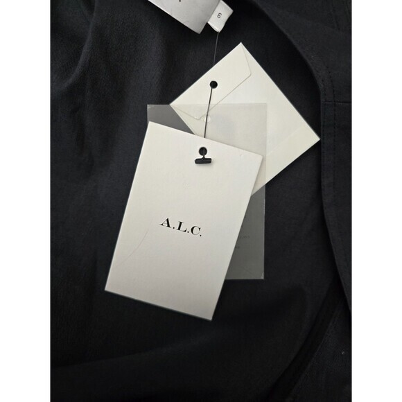 NWT! $495 A.L.C. Walker Ruffled Shoulder Midi Wrap Dress Black Size 6 alc - Picture 9 of 11